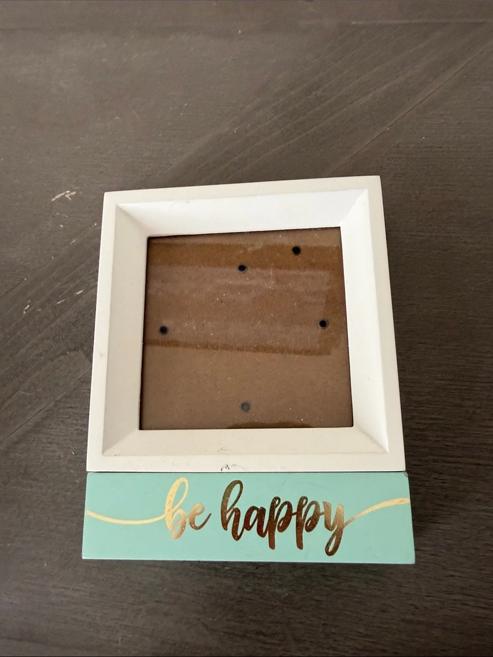 Be Happy White and Mint Tabletop Picture Frame